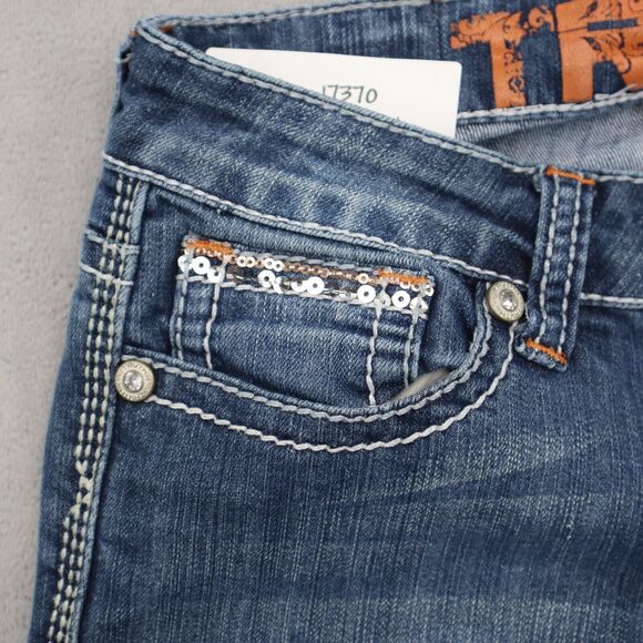 Truth Pants Womens 3 Blue Denim Flat Front Low Rise Fit Bootcut Pockets Jeans - Picture 12 of 16